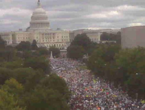 Instapundit: Mary Katharine Ham emails this pic from the Newseum balcony in DC.